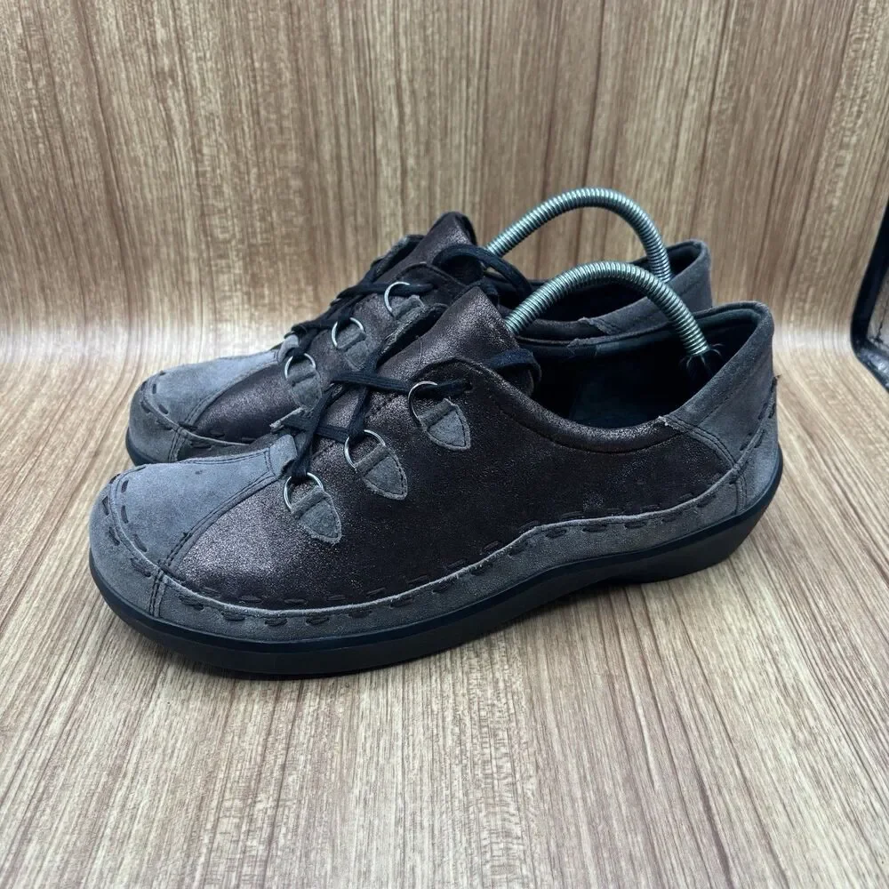 Ziera Allsorts Brown Gray Leather Lace Up Casual Comfort Shoes Size 43 w 12.5 US